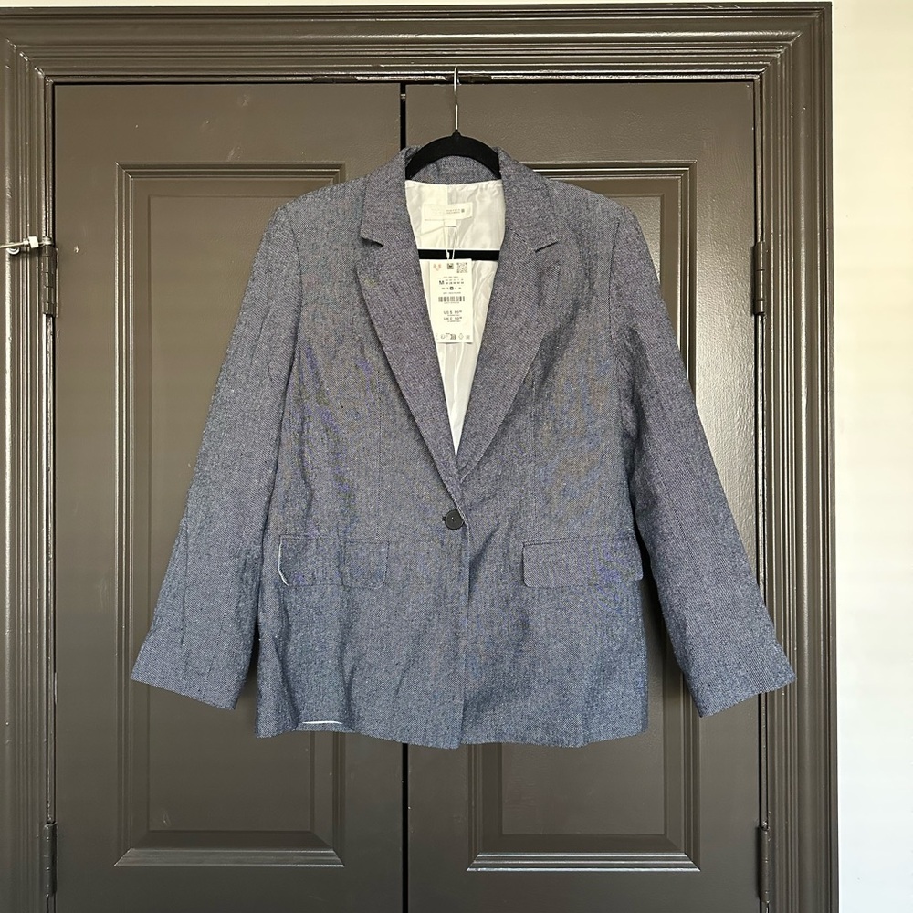 ZARA Textured Navy Blazer — New With Tags — Size M